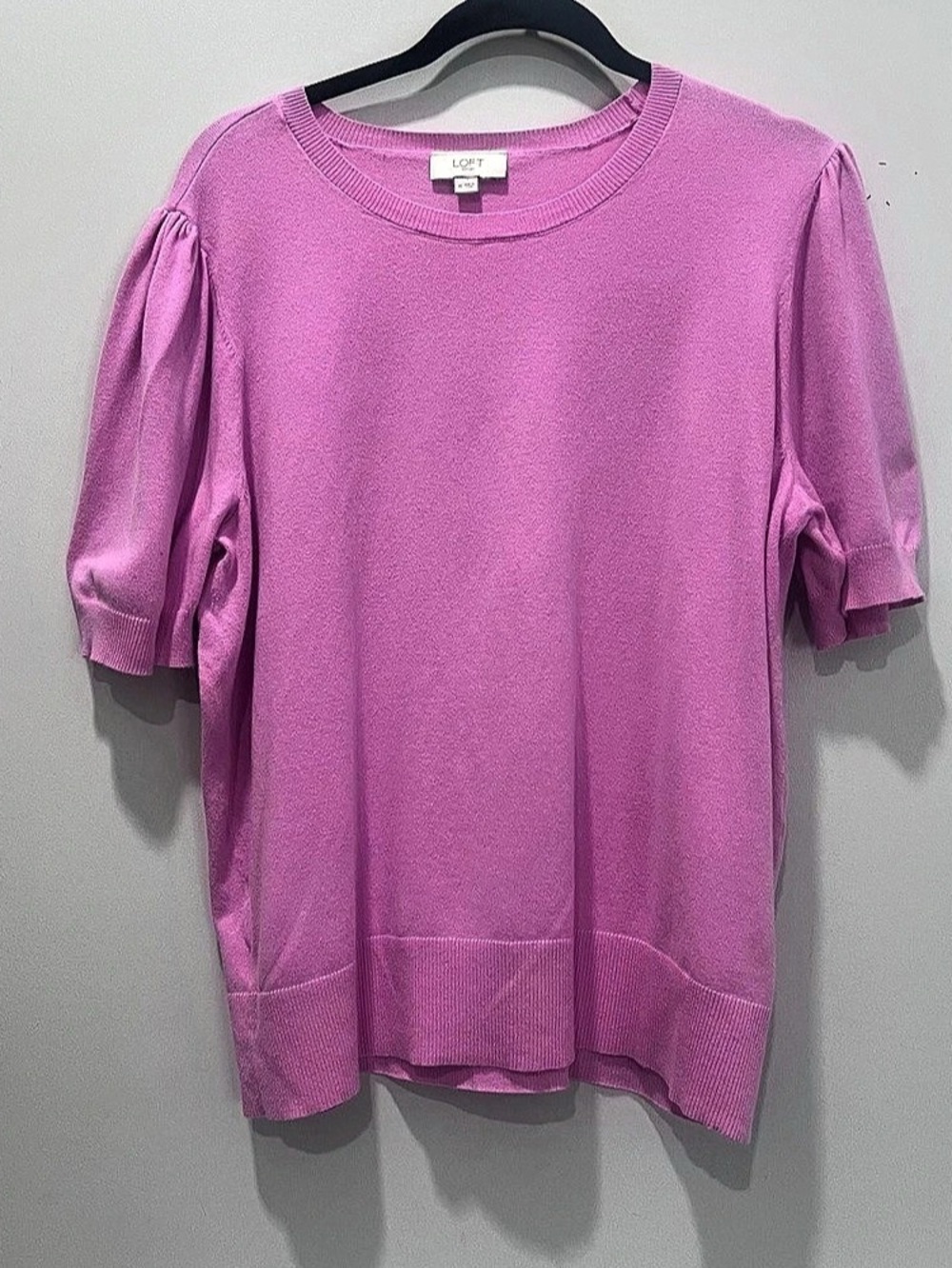 LOFT Outlet Pink Puff Sleeve Sweater Size XL Like New